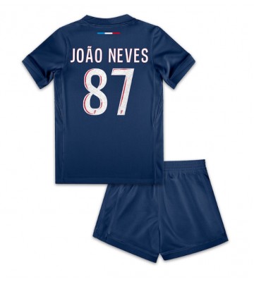 Paris Saint-Germain Joao Neves #87 Primera Equipación Niños 2024-25 Manga Corta (+ Pantalones cortos)